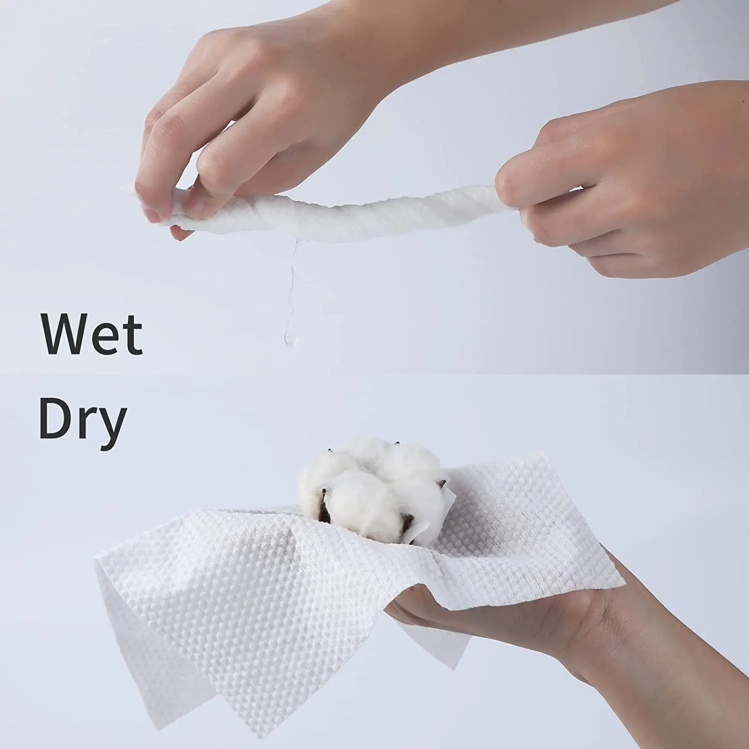 Factory OEM 100% Pure Cotton soft facial Tissue  disposable dry and wet dual One time use face towel