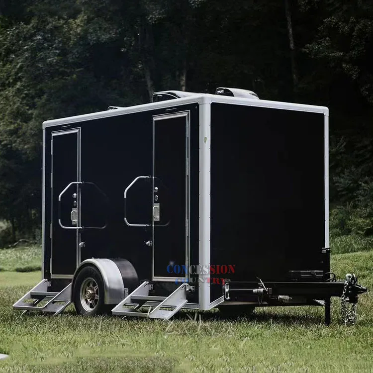 2 stalls portable restroom trailer toilet for sale construction site washroom trailer vip mobile toilet trailer