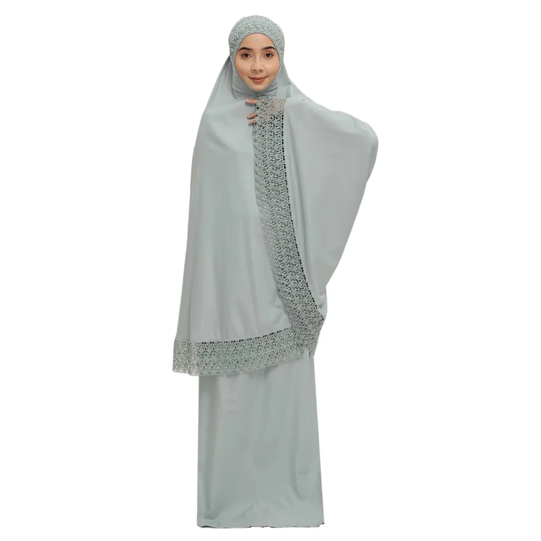 SIPO Islam Women Embroidery Indonesia Singapore Muslim Ramadan Prayer Borong Murah Malaysia Lace satin Telekung