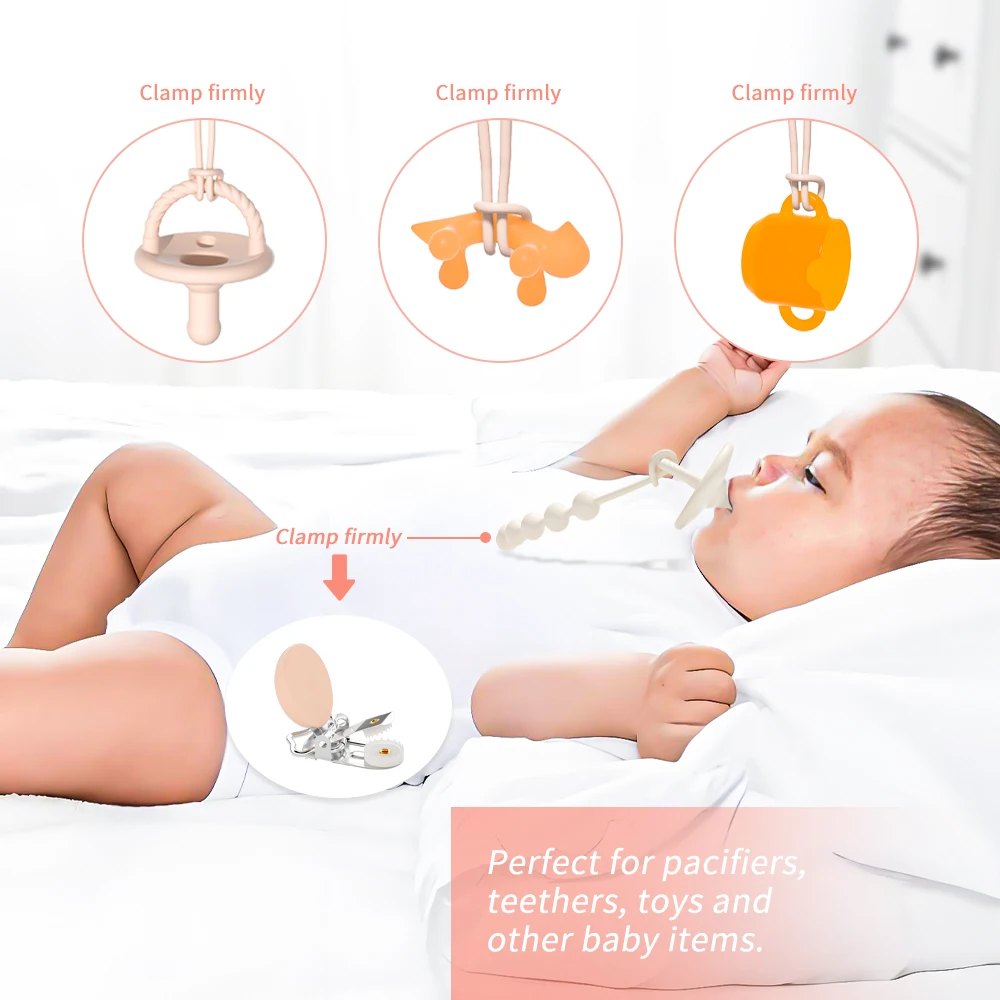 Pacifier clip holder silicone anti-drop chain baby teething toys easy  clean chewable silicone baby pacifier clip