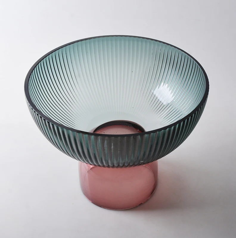 round Glass Pedestal Decorative Fruit and Salad Bowl Centerpiece for Kitchen Display Fruit Bowl Set