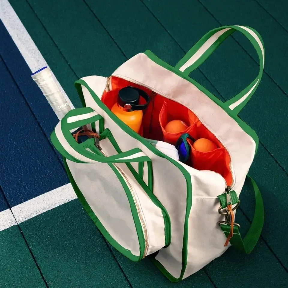 Women Premium Pickleba Bag Men Tennis Tote Bag Reversible Pickleball Paddle Kit Cotton Canvas Tennis Rackets Bags