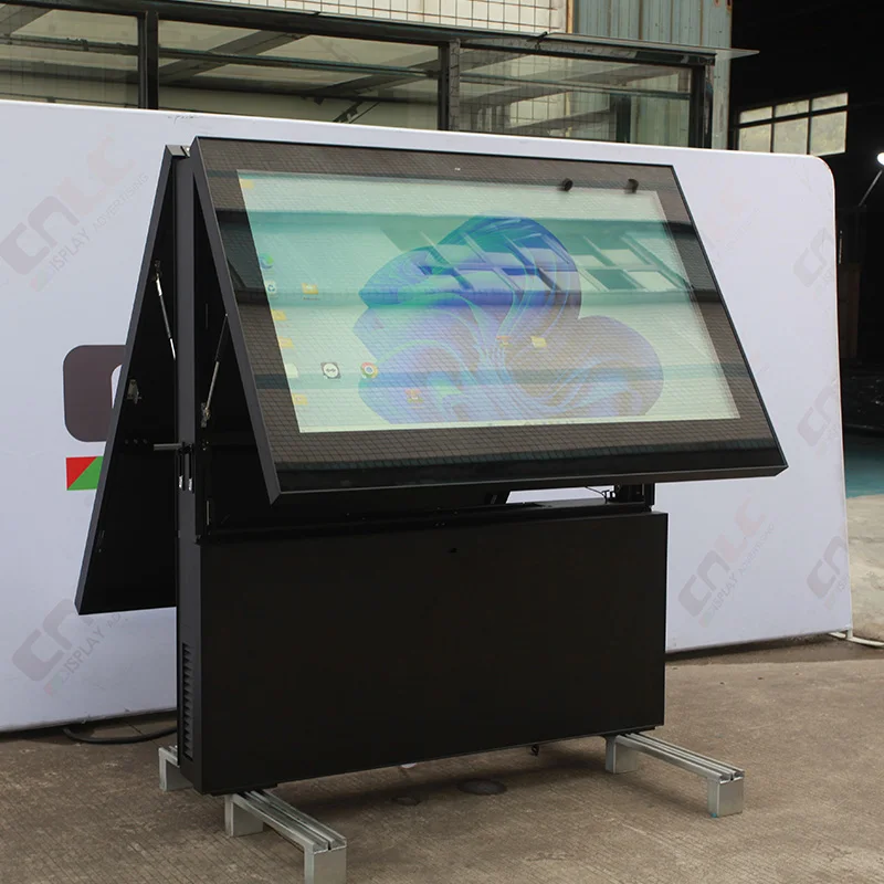 IP65 waterproof touch screen outdoor 65 75 inch outdoor with air conditioner lcd screen 4k digital signage and lcd display totem