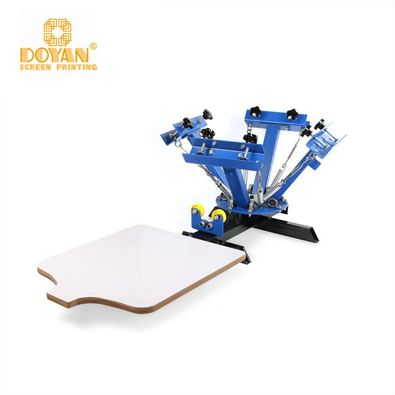 High Quality 4 Color 1 Station Octopus Flat Manual Screen Printing Press Machine with Wooden Pallets for t Shirt Printing