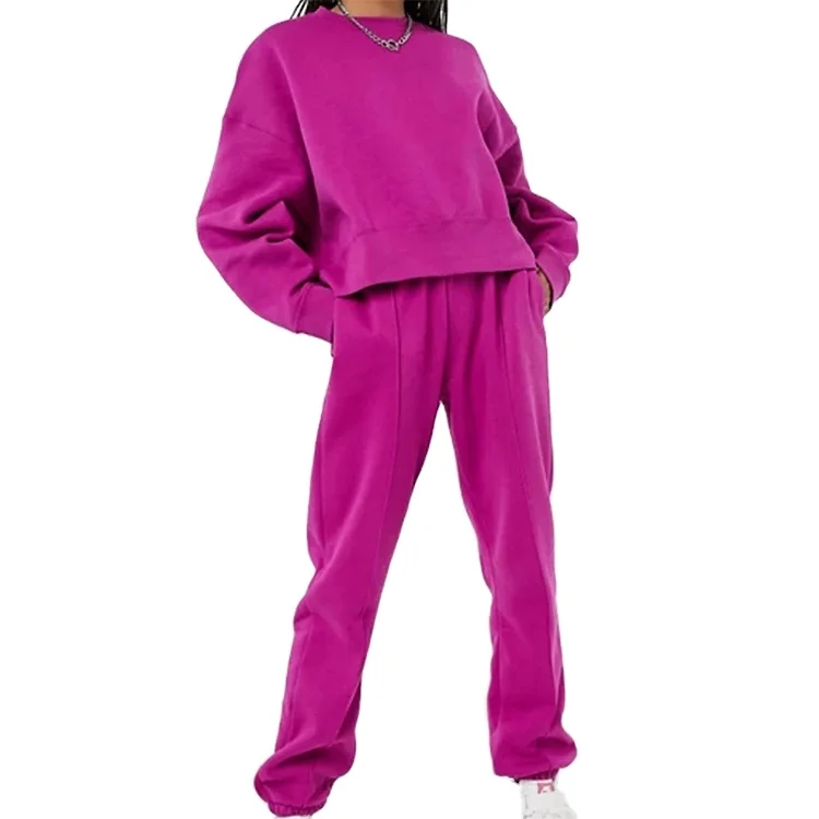 High Quality Oversized Tracksuit 2 pieces Set Heavy Weight Plain Women Tracksuit Set