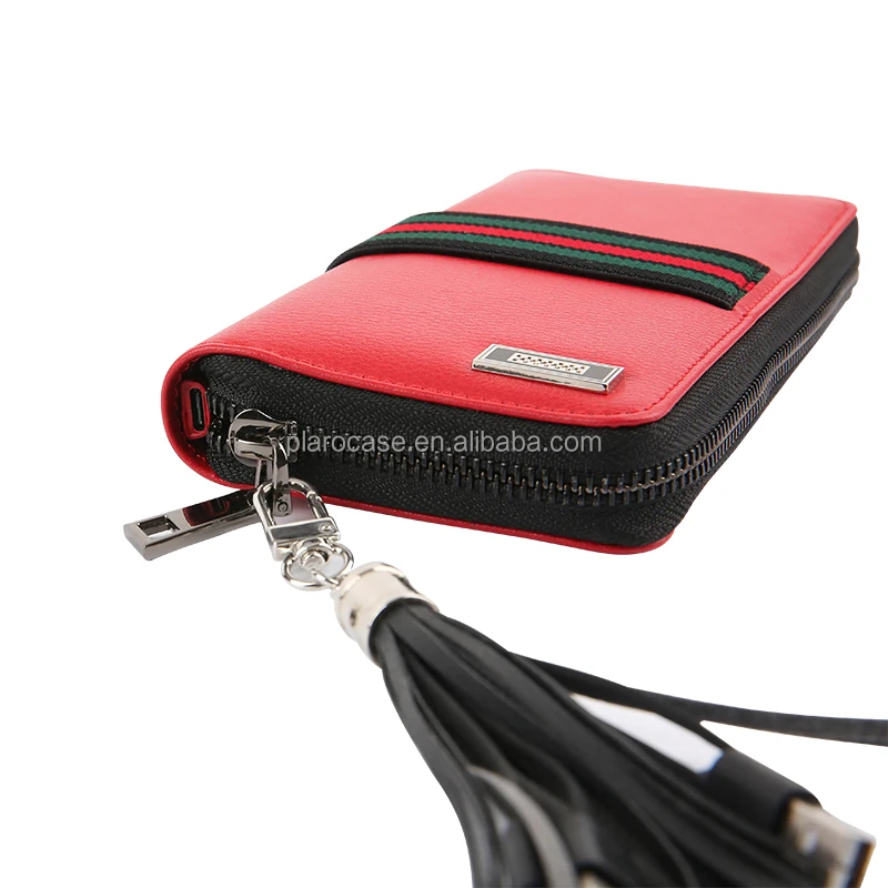 Wireless Charging Leather Man Woman RFID Credit Card Holder Wallet with Power Bank