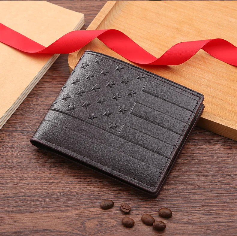 Creative Star Embossed PU Leather Wallet Slim Money Clips Mens Wallet Card Holder Vintage Cash Bifold Short Purse Wallet