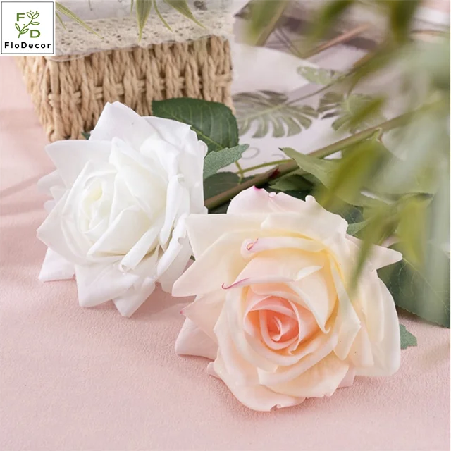 High Quality Real Touch Latex Roses Artificial Curly Edge Rose White Red Pink For Party Home Wedding Decor