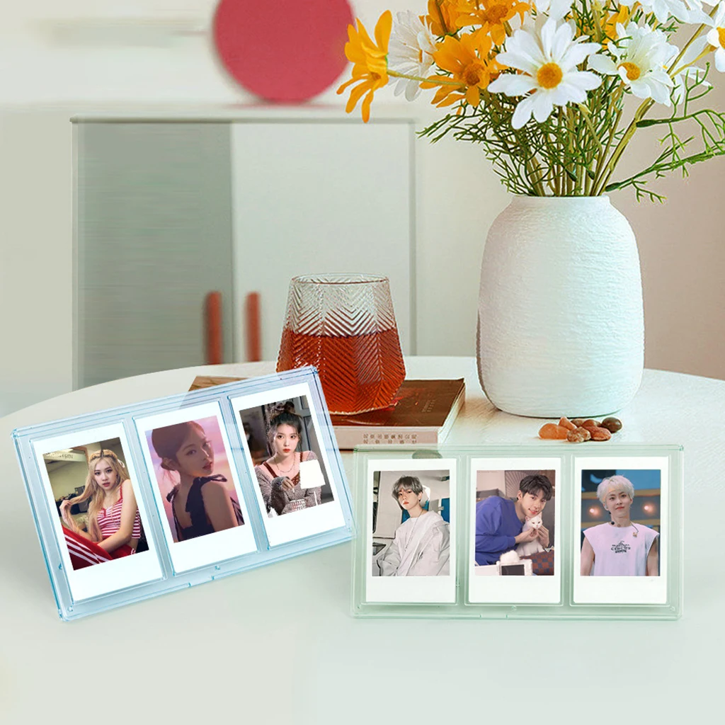 CAIUL 3 in 1 pocket instax mini film Acrylic picture frame photo card sleeves protector fujifilm instax mini frame