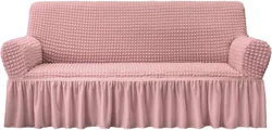 Wholesale Elastic Spandex Jacquard Solid Seersucker Sofa Cover Slipcover with Skirt