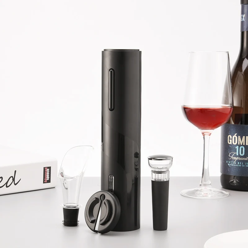 Promotional Business Luxury Gift Set Electric Cordless Corkscrew OEM Automatic Wine Opener  with Pourer And Vacuum Stopper