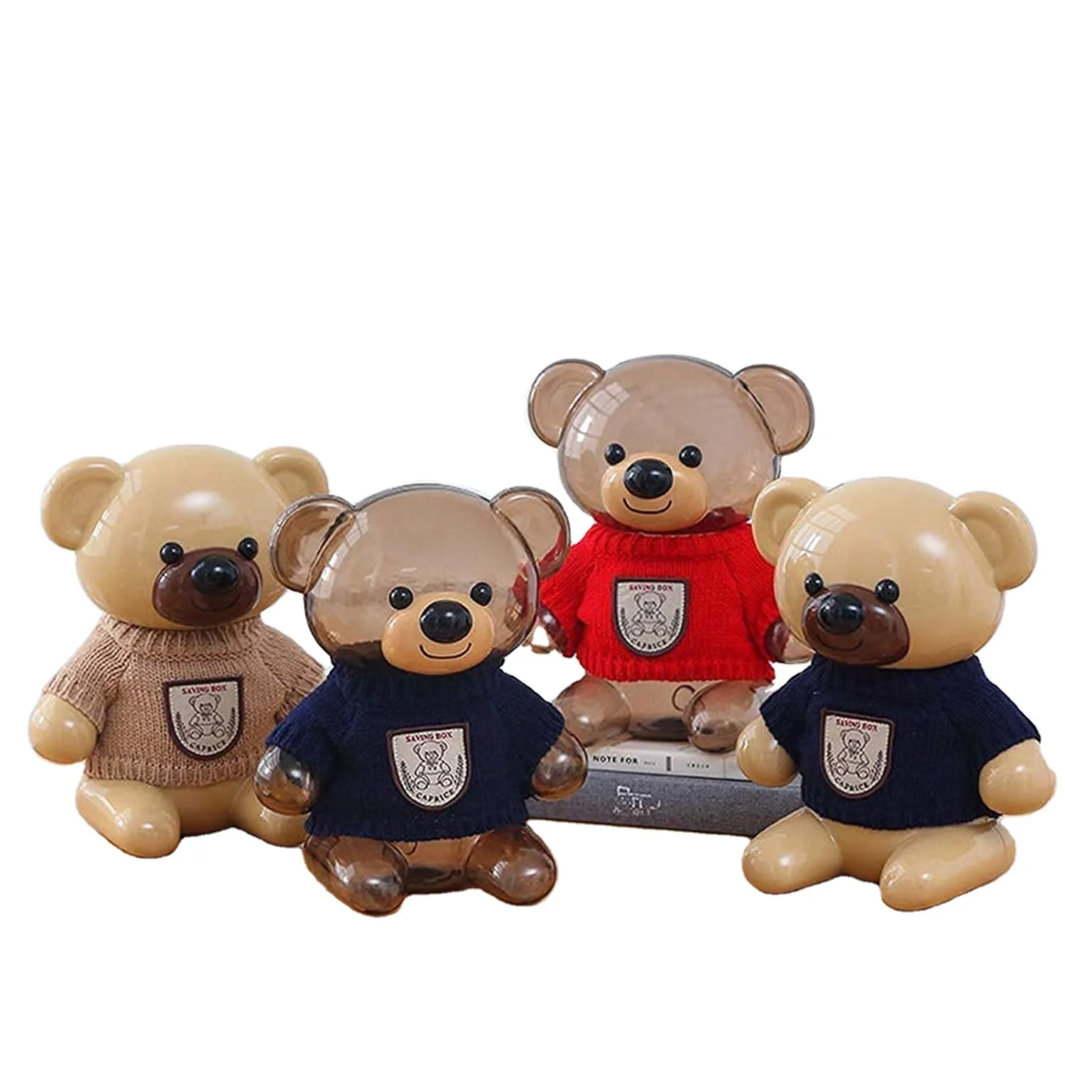 Girls Boys Adult Kids Coin Bank Cartoon Bear Piggy Bank Plastic Large Capacity Money Banks with Opening