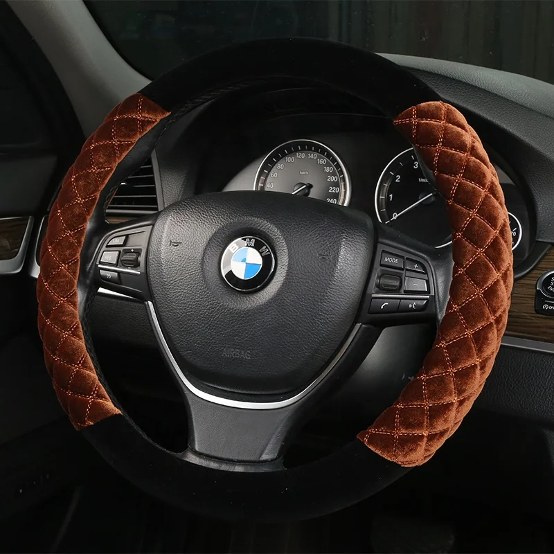 High quality car interior accessories factory universal new winter warm plush steering wheel cover