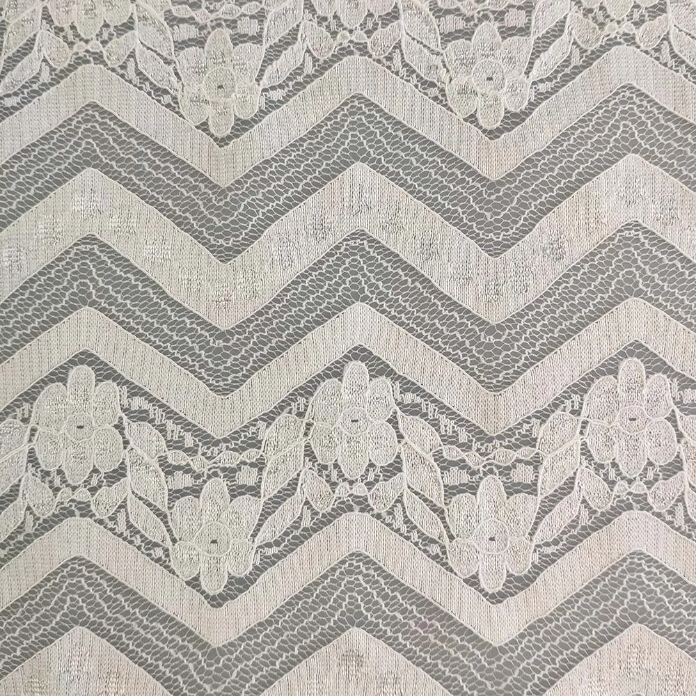 Guipure beige geometrical nylon with cotton swiss voile lace fabric