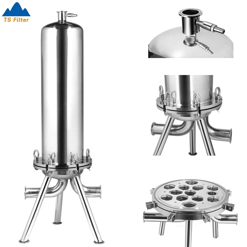 
SS Wine Filter Housing Tri Clamp Connection for Wine Purifier Element Before Bottling 