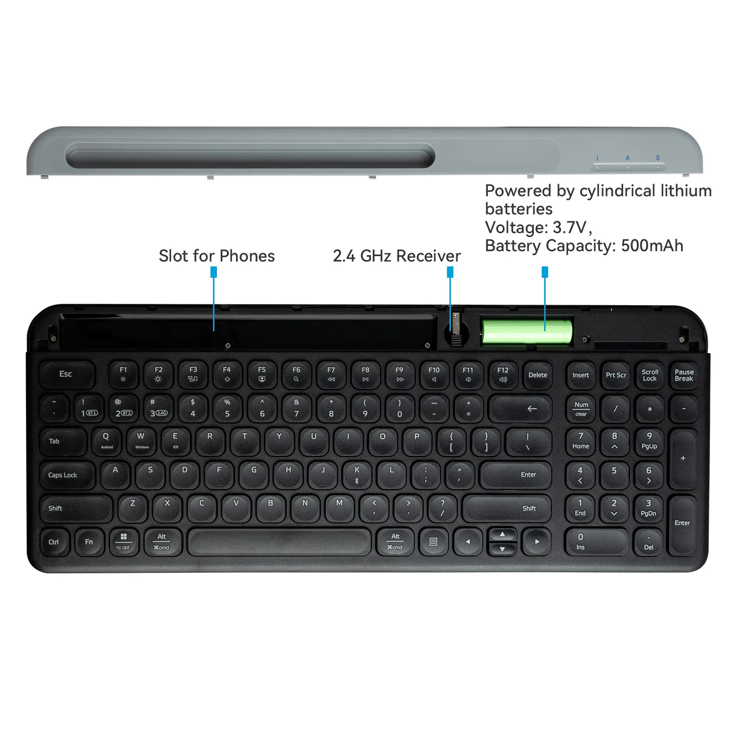 Colorful Wireless  Keyboard,  3 Bluetooth  Keyboard Retro Round Keycaps 105 Keys   Keyboard for PC Laptop Tablet