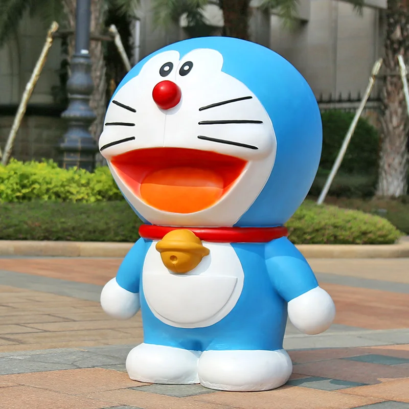 Custom Life Size cute doraemon fiberglass sculpture traveling design resin craft decor handmade arts ornaments For Indoor Decor