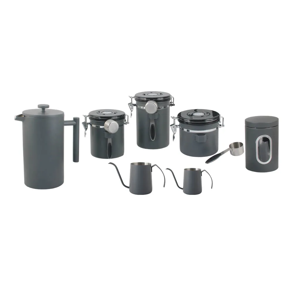 Gray Pour Over Coffee Maker Gift Set, All in 1 Coffee Kits 304l Kettle , Coffee Dripper & Server of Portable Travel Bag