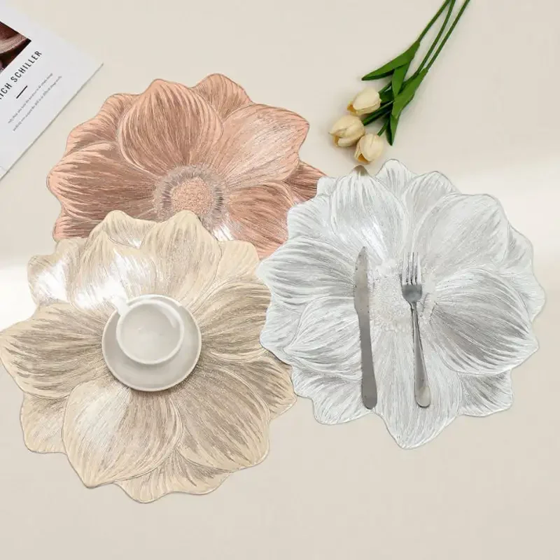 Lotus-Shaped Disposable Flower Placemat Decorative Heat-Resistant Table Pad Coasters for Home Party Wedding