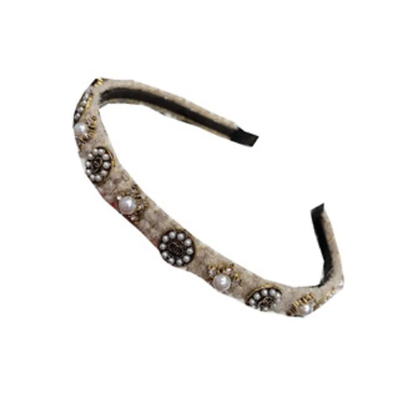 South Korea Fashion Simple Baroque Retro Rhinestone Headband Trendy Unique Hairpin Ins Adult Hair Accessories for Women