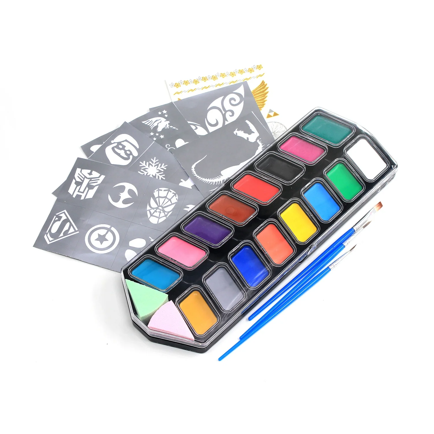 16 colors Water Based Kids Halloween Gifts Split UV Neon Cake Face paint palette