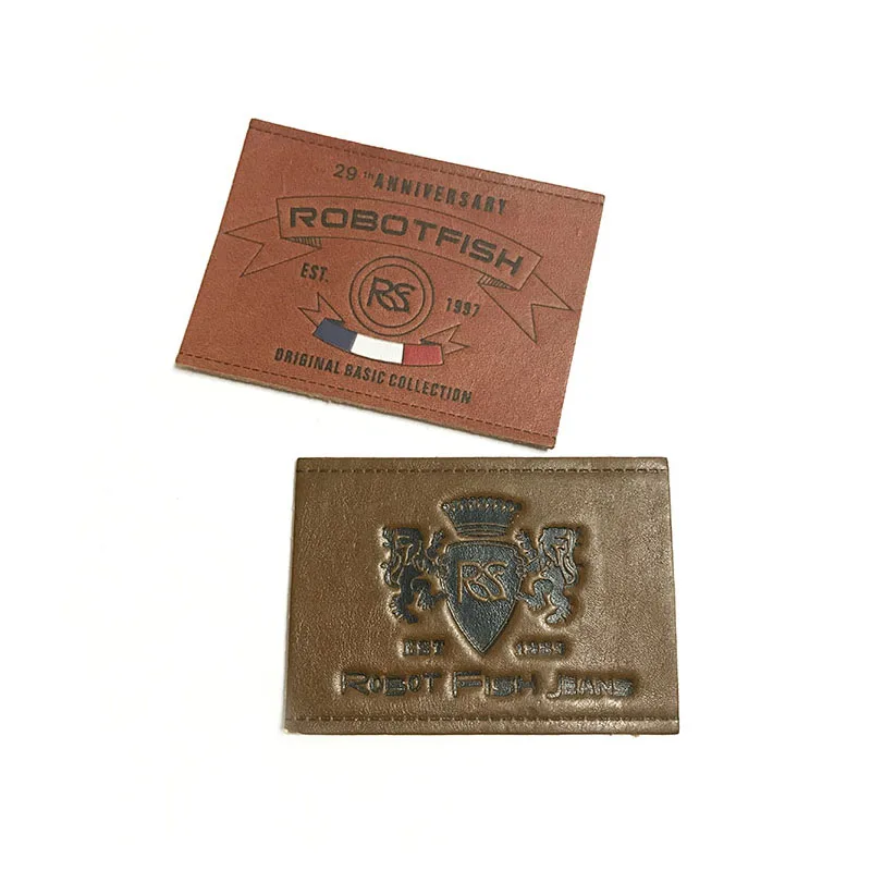 Wholesale good price custom logo soft leather jeans leather custom PU patches labels for clothing