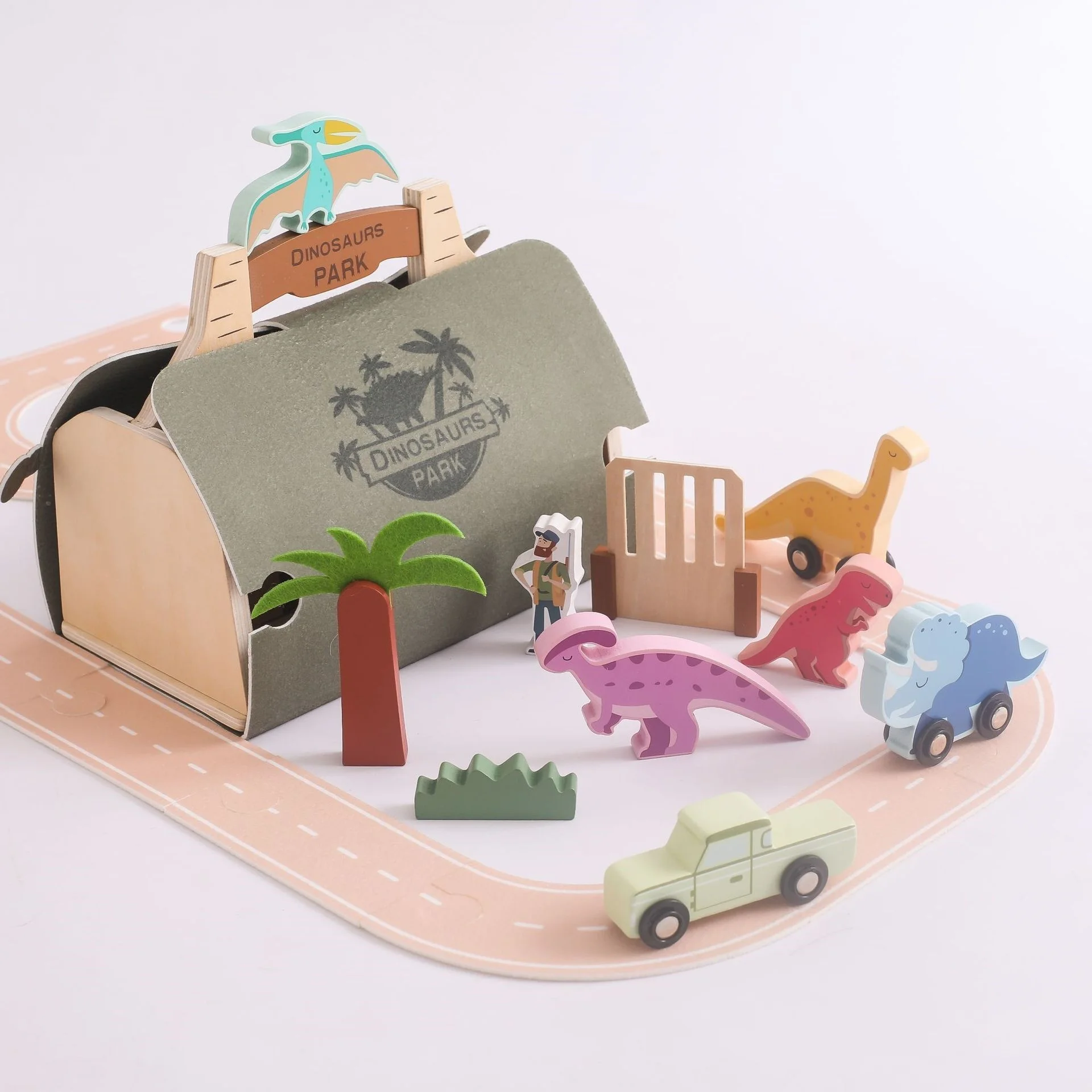 2024 New Arrival Wooden Dinosaur Park Assembly Game Kids Montessori Toys Early Learning Educational Toys for Children Toddlers