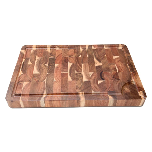 Amazon Hot Sale Custom Organic Butcher Square Kitchen Natural Cooking Boards Acacia Wood End Grain Chopping Wooden Cutting Board