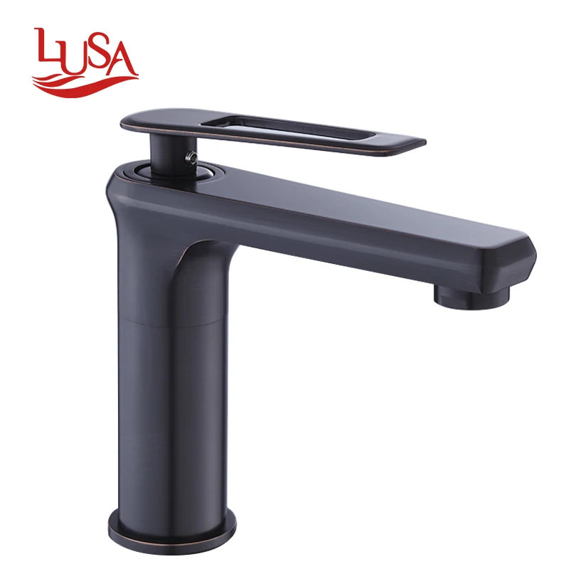 
wholesale factory price black water taps hardware for bathroom hollow handle sink basin faucets 