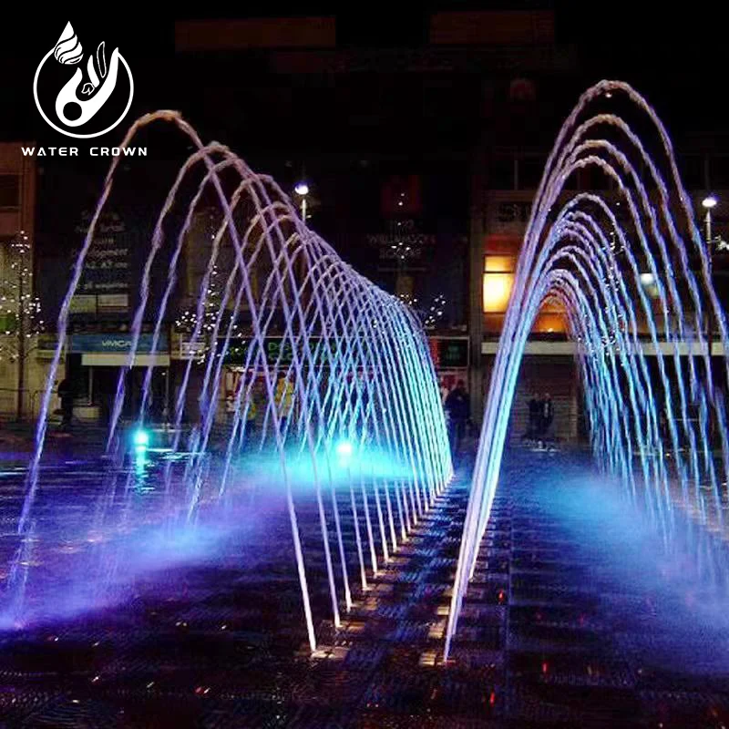 Modern Water Crown Outdoor Fountain Custom-Size Stainless Steel and Stone Music Dance Fountain Performance for Gardens Hotels