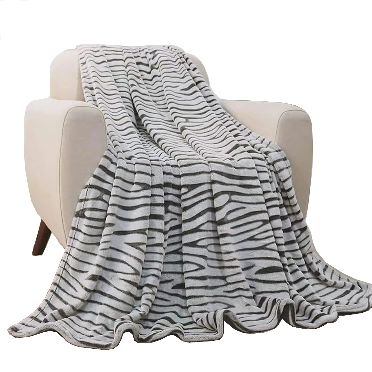 bestseller custom wholesale 3D zebra embossed mink touch flannel fleece blanket embossed coral fleece throws