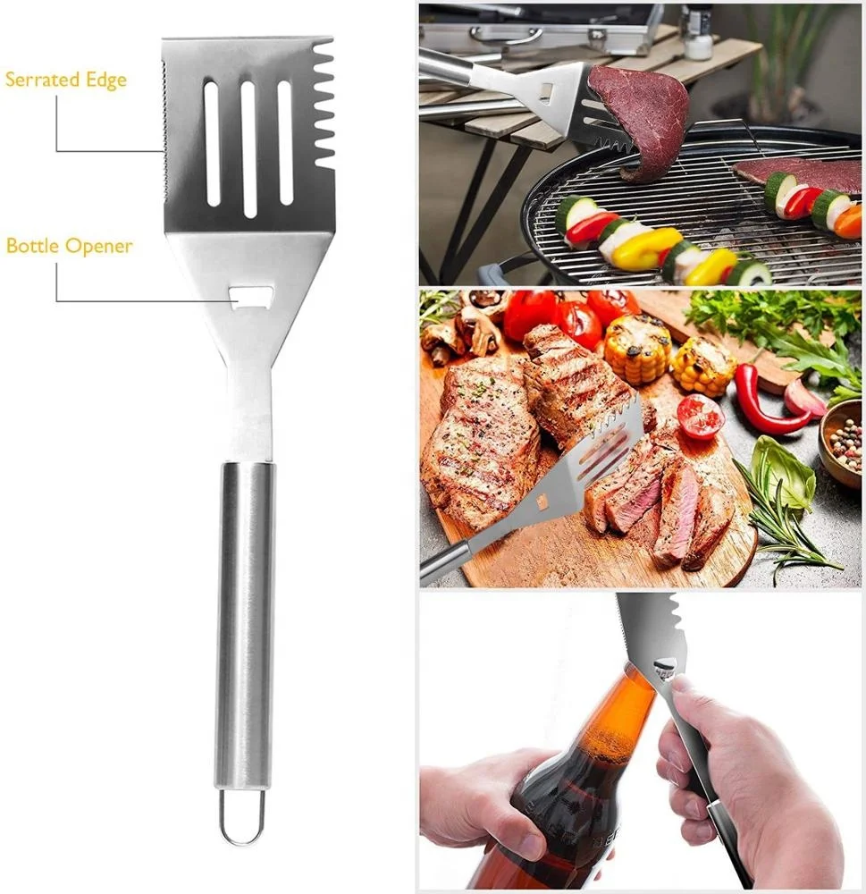 
Stainless Steel Barbecue Grilling Accessories with Aluminum Case, Spatula, Tongs, Skewers BBQ Grill Tool Set Premium Grilling Accessories for Barbecue