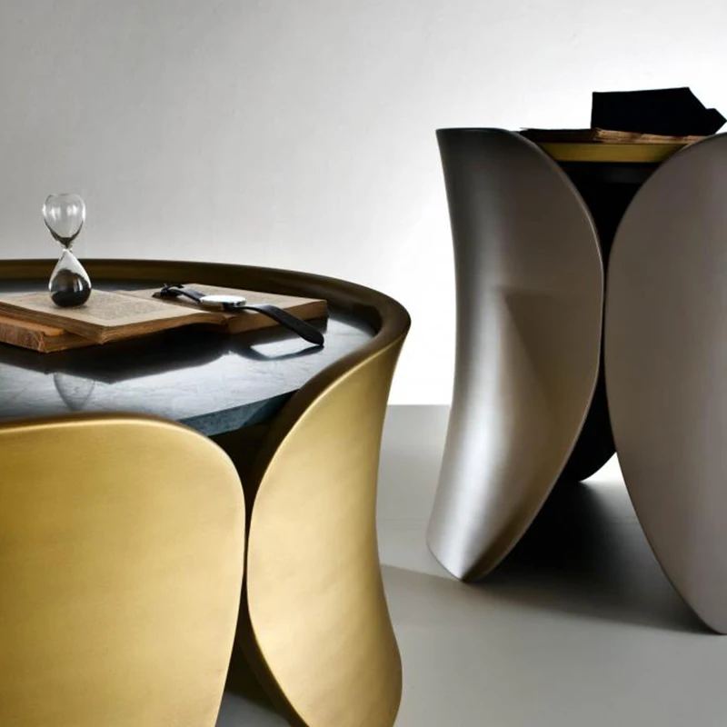 Wholesale factory top quality stainless steel end table golden copper round coffee table living room center table