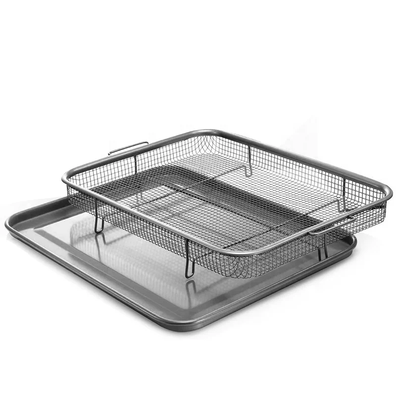 New Product stainless steel Roasting Pan Set Non Stick Copper Coating Rectangle Copper Crisper Baking Tray