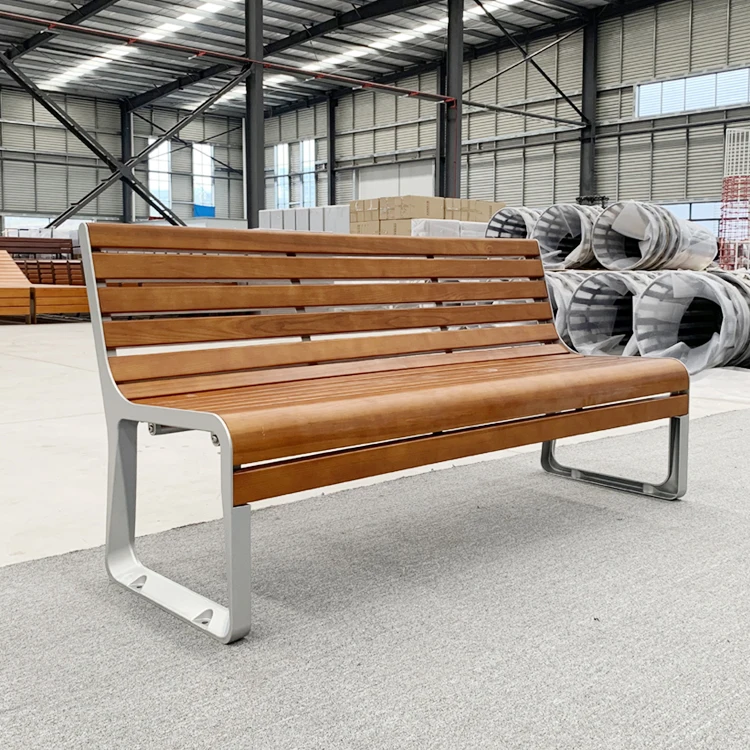 Factory Price Outdoor Solid Wood Bench Seat Aluminum Steel Bench Garden Banco de Jardin