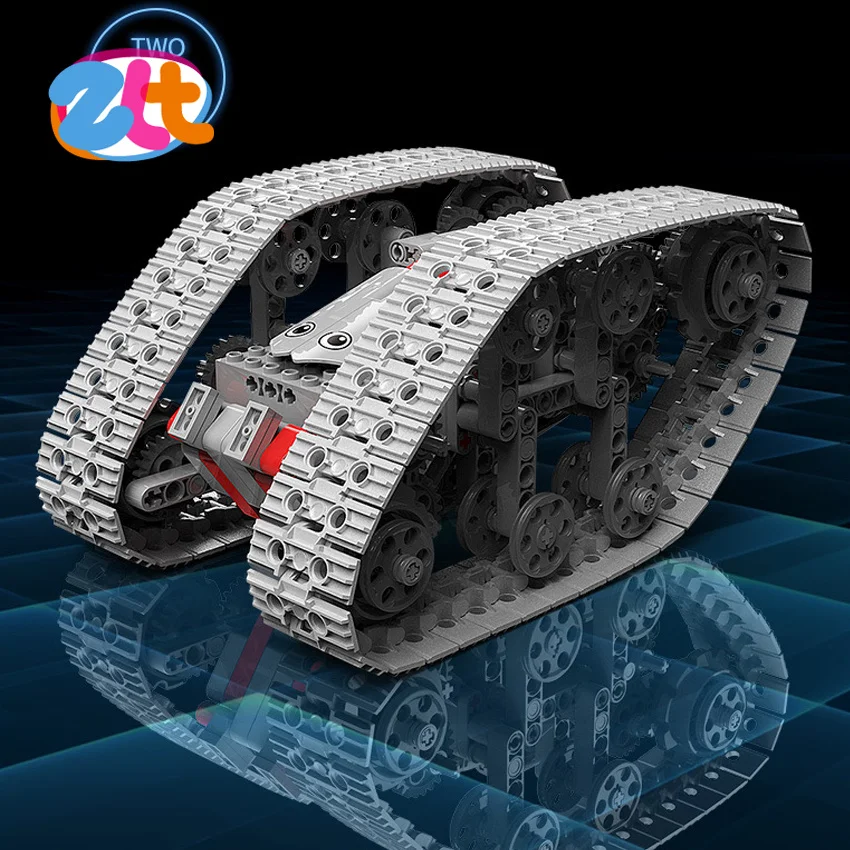 2.4Ghz Crawler 4WD Double Side Drive Plastic Car Building Block Tank Programming Stem 360 Degree Rotation For Kids