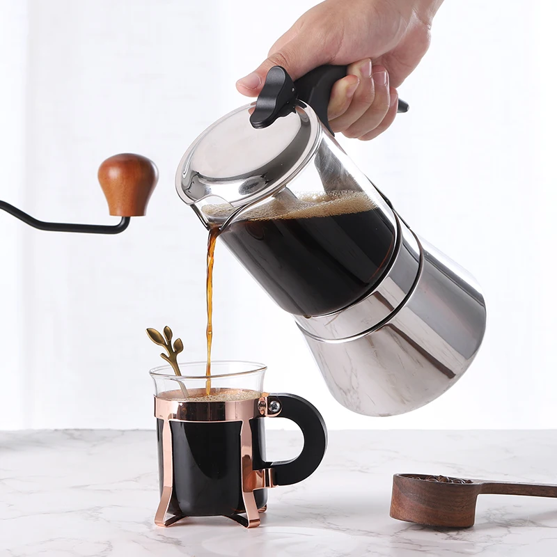 160ml/240ml/360ml Transparent Glass Cooking Moka Pot Hot Selling High Borosilicate Glass Espresso Moka Pot