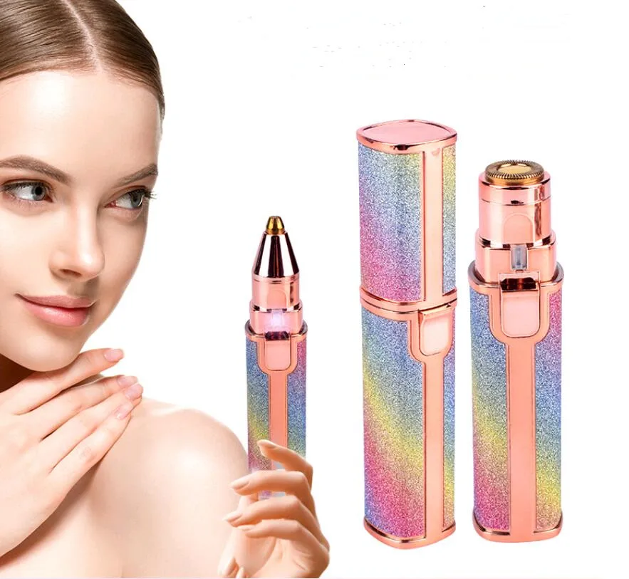 
2 In 1 Shinny Facial Eye Brow Trimmer Eyebrow Razor Trimmer Stainless Steel Eye Epilator Shaver Razors USB Rechargeable 