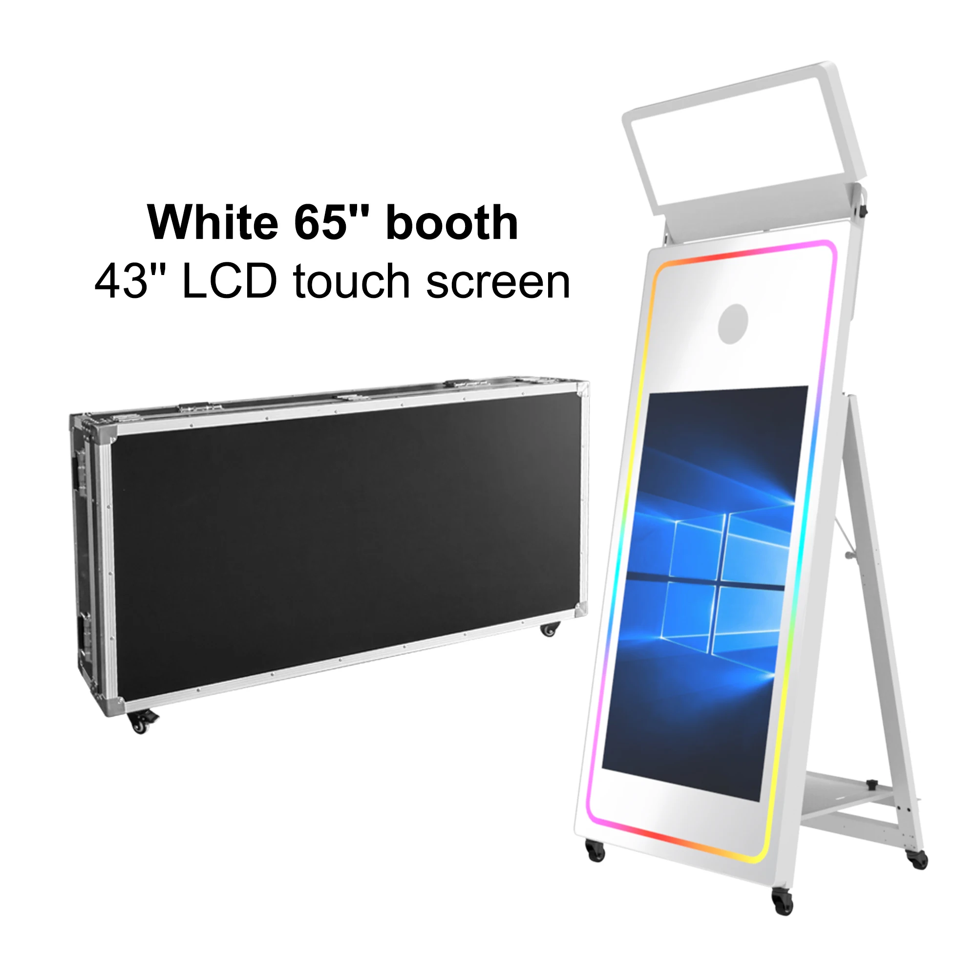 US Warehouse Selfie Kiosk Ring Light Beauty Mirror Photo Booth With Software Wholesale Selfie Touch Screen Photo Booth Mirror