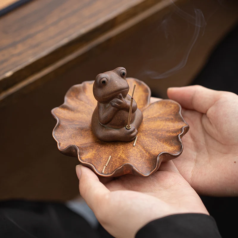 Lotus Pond Frog Fun Thread Incense Insert Indoor Home Zen Sleeping Sandalwood Incense Burner Tea Pet Decorative Incense Holder