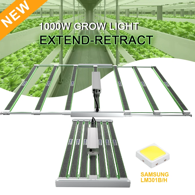 Pvisung Dimmable 1000W Samsung Led Grow Light retractable 7 bar light Full Spectrum Spydr Style