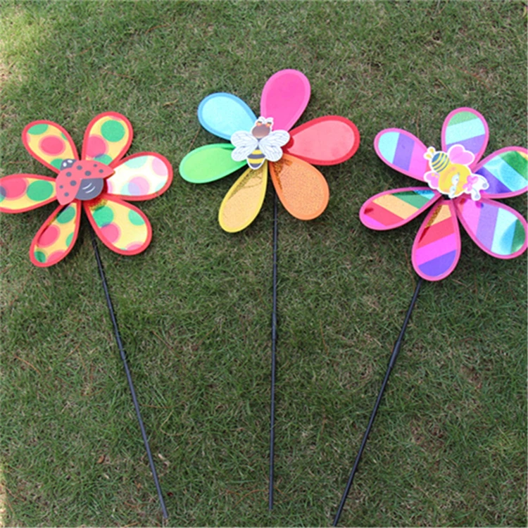 Single-layer glitter toy classic windmill hand-held small sequin windmill plastic sequin insect windmill