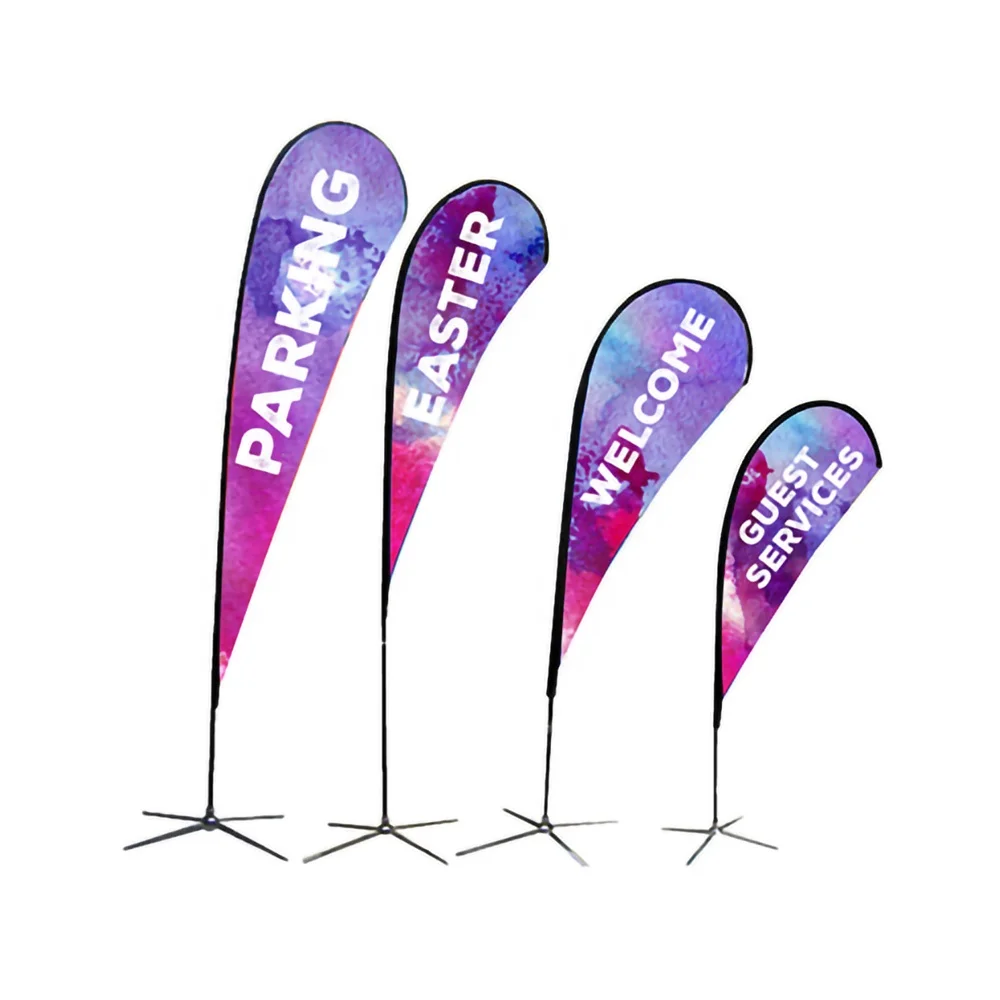 Wholesale Custom Outdoor Feather Flags Pole Stand Digital Flying Beach Flag Banner Promotional Advertising Door Banner