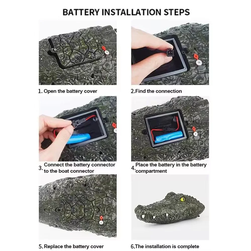 DC newest design 4 Channels Battery Operated Animal Boat 2.4G Crocodile RC Ship