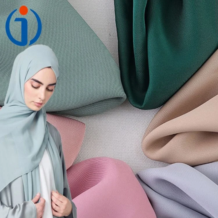 Manufacturer Textile Middle East Market Plain Dyed Polyester Gold NIDA Arabic Robe Fabric for Women Abayas