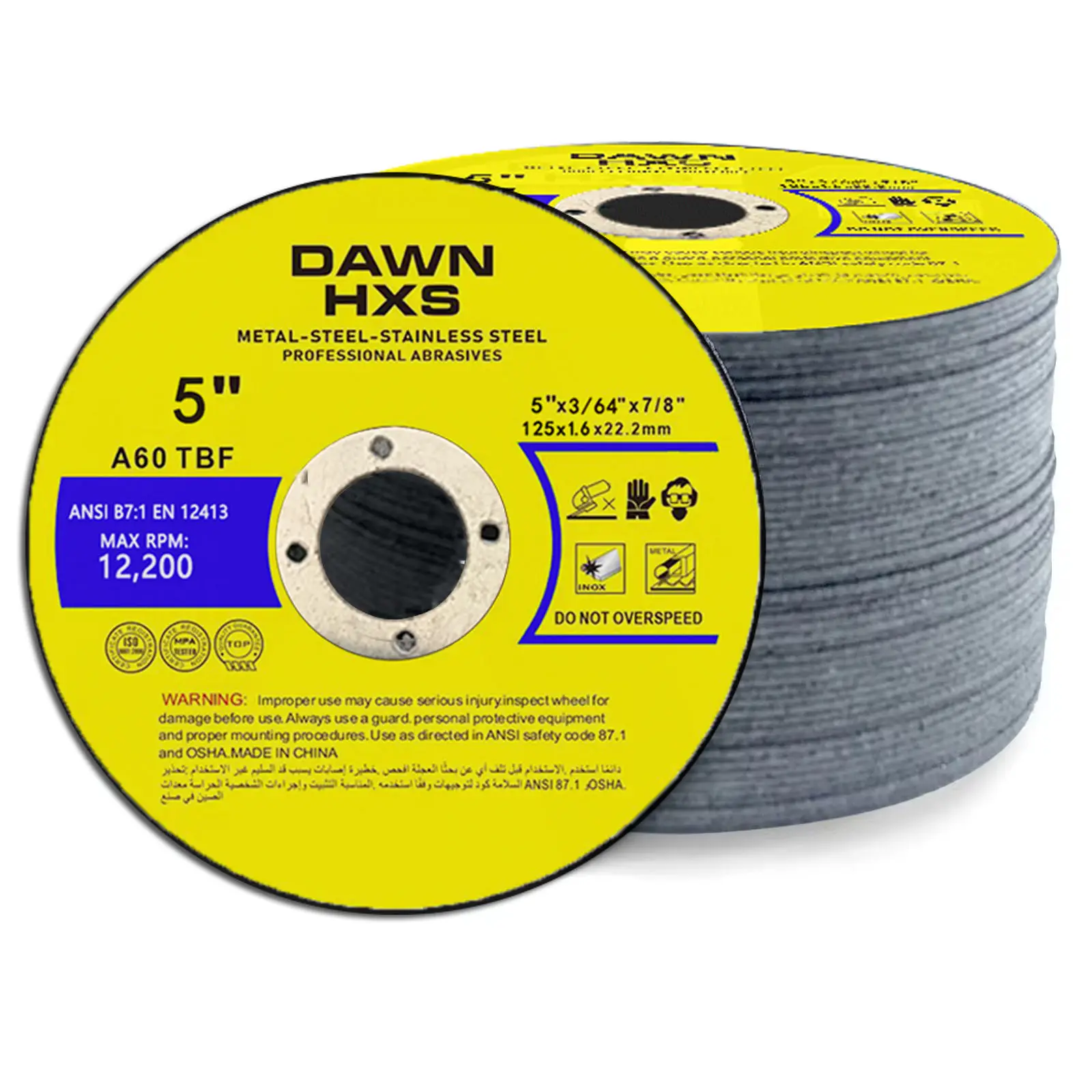 Hot Sale Aluminum Oxide Yellow 5 Inch 125mm Double Net Cutting Disc For Metal