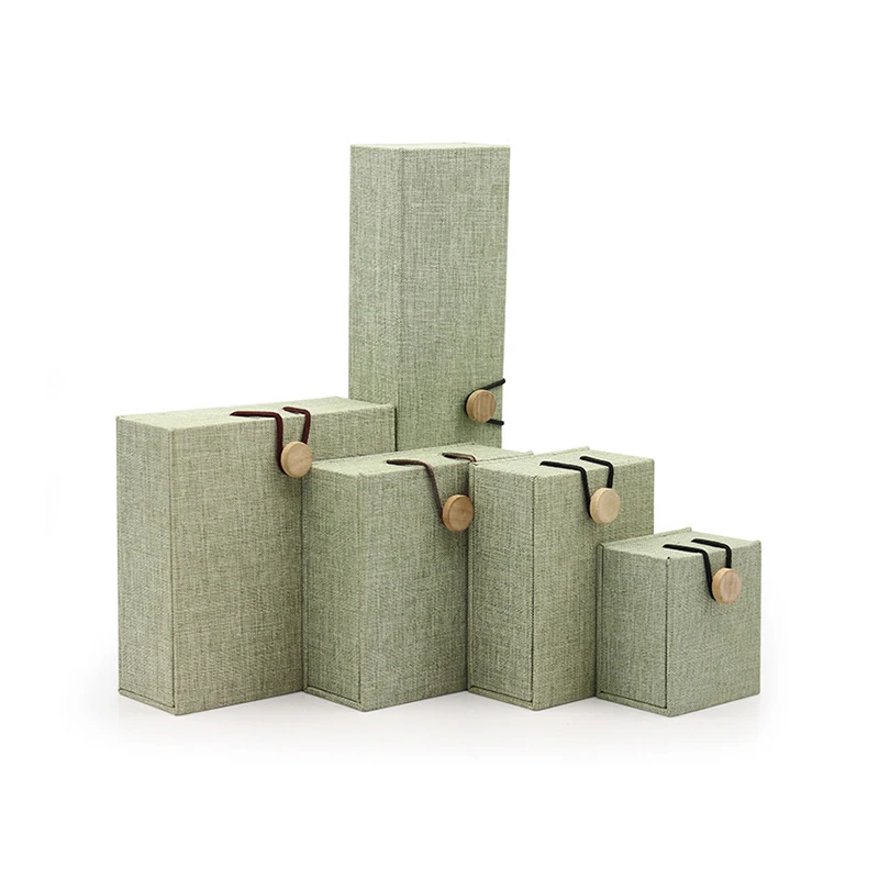 Wholesale High Quality Eco-Friendly Custom Linen Wood Jewelry Necklace Box With Logo