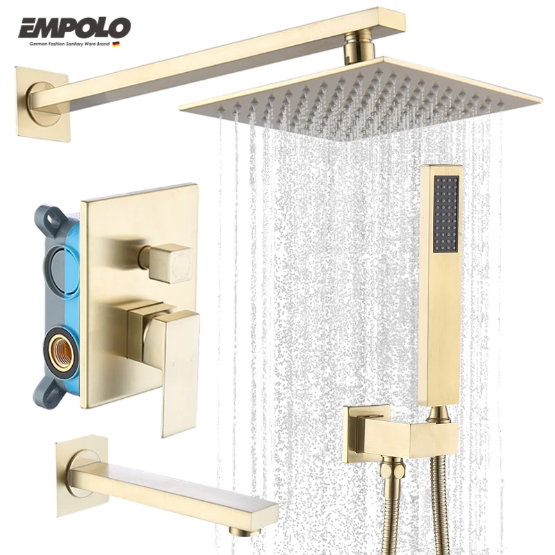 Modern Gold Bathroom Faucet Shower Set Waterfall Rainfall Hand Shower Spout Faucet With Mixer Faucets