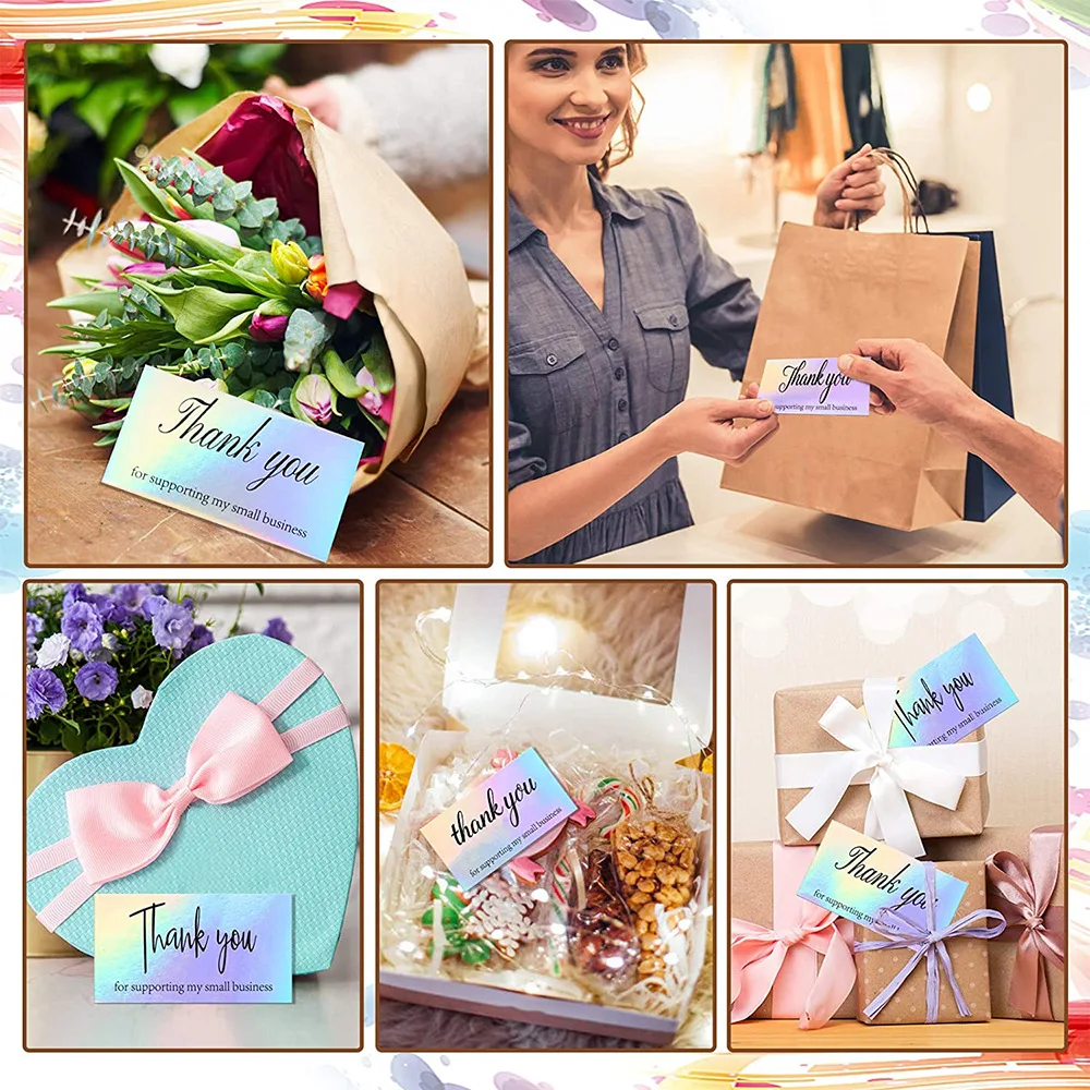 Оптовая продажа на заказ Amazon Express Розничная онлайн-покупка спасибо карточка голографический Цвет Радуга Лазерная