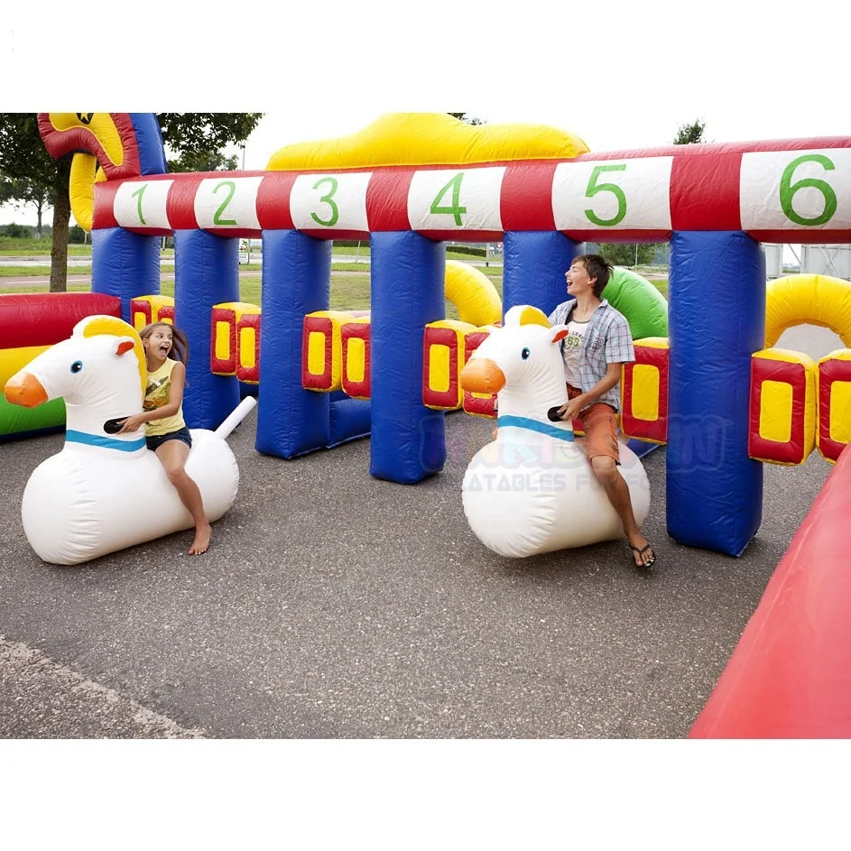 Crazy Inflatable Jumping Ride Team Running Office Game Inflatable Bouncy Sausage Racing